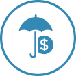 Risk Insurance Icon with Umbrella protecting money
